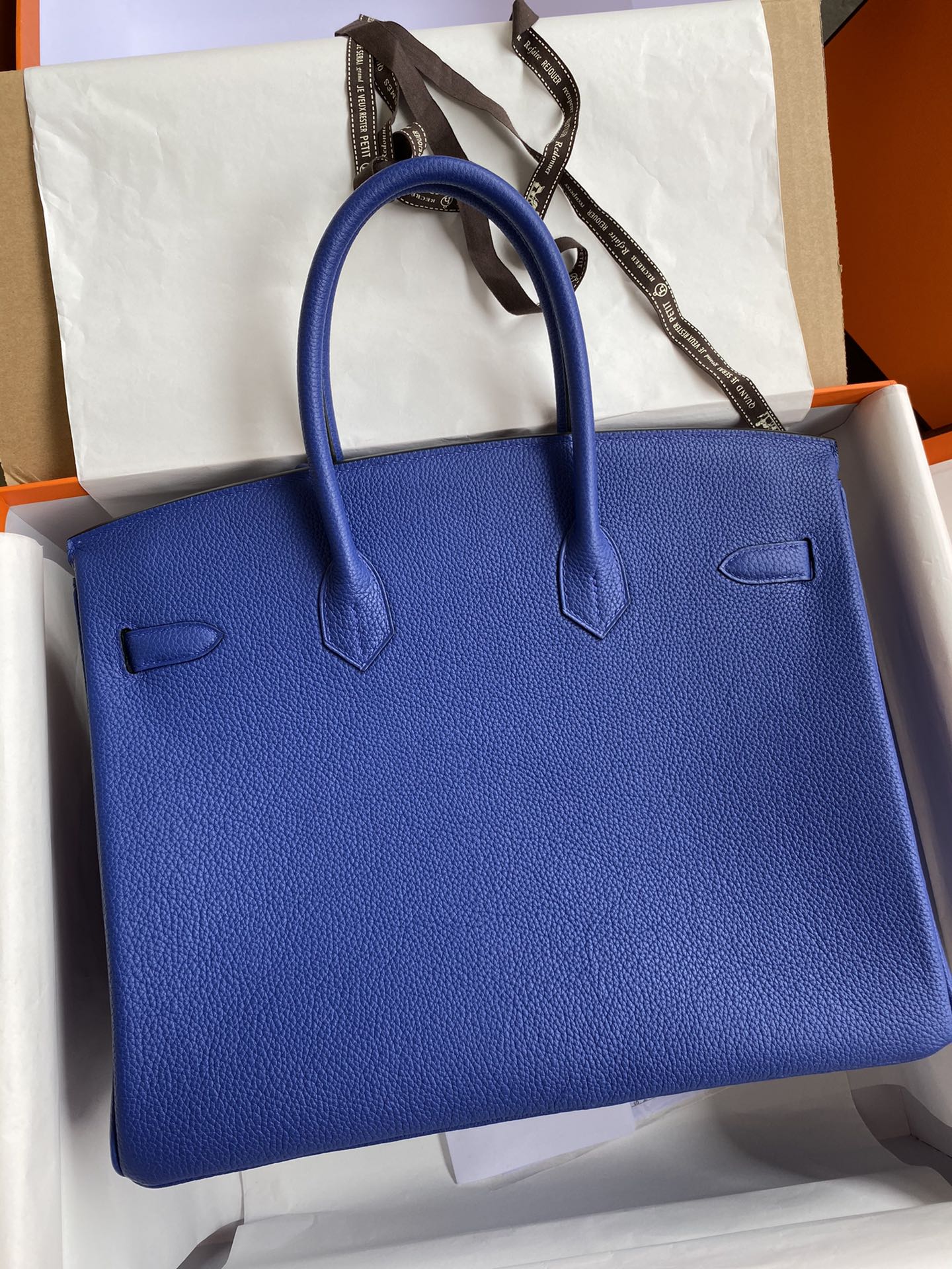 Hermes Birkin 35CM Togo Leather Handbag Blue Royal